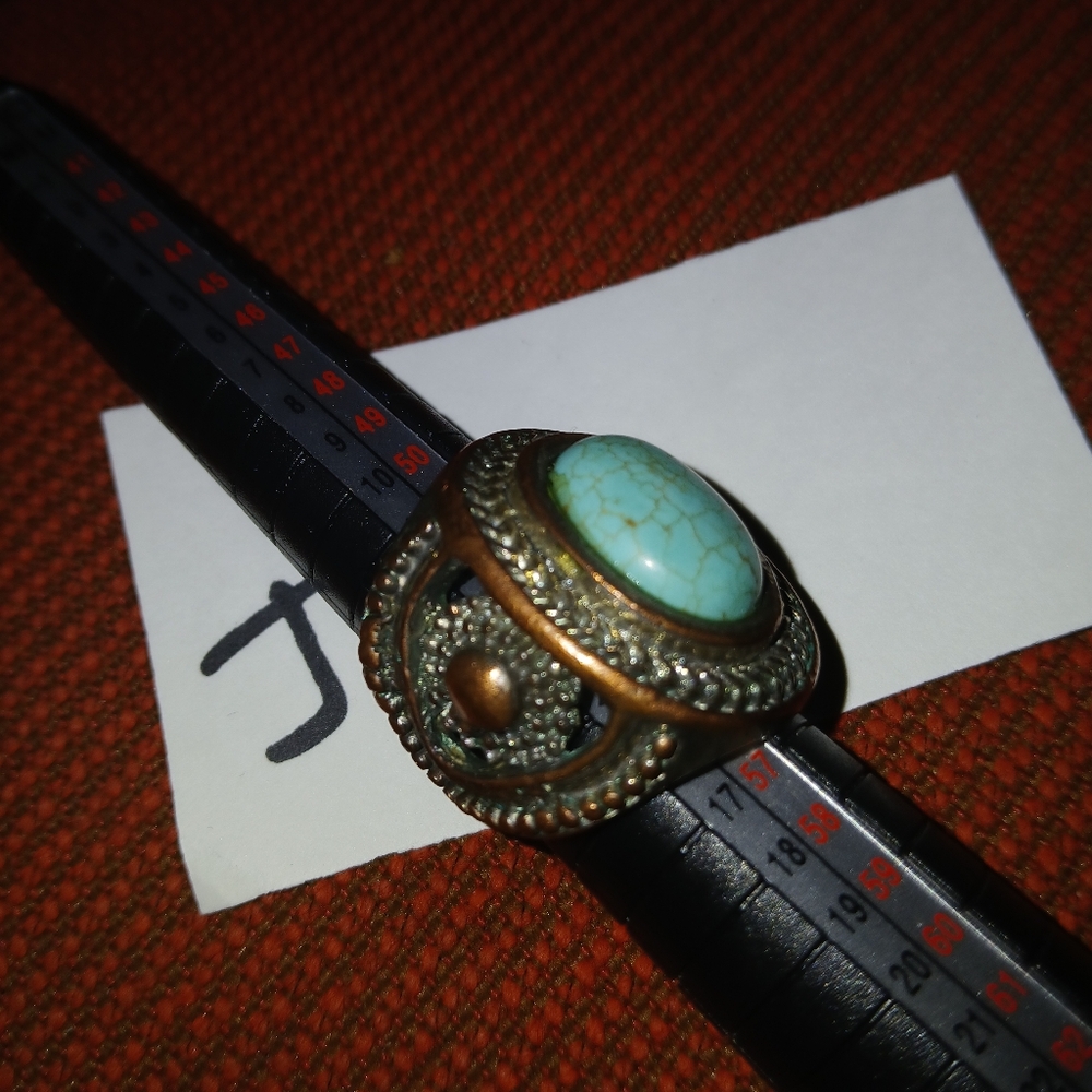 Turquoise and Bronze Statement Ring